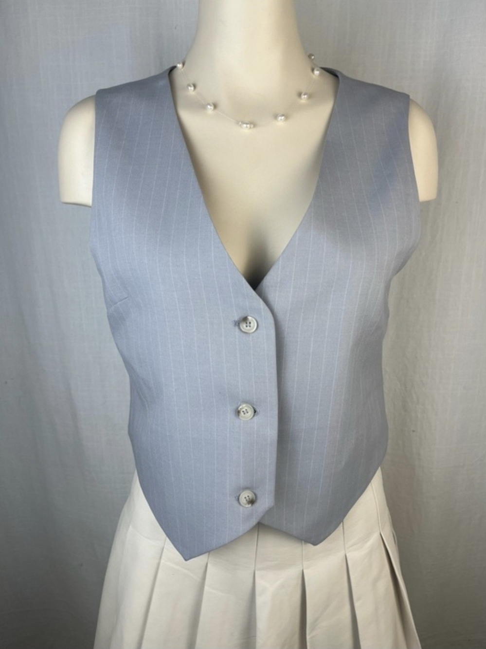 Lioness Light Blue Pinstripe Tailored Vest